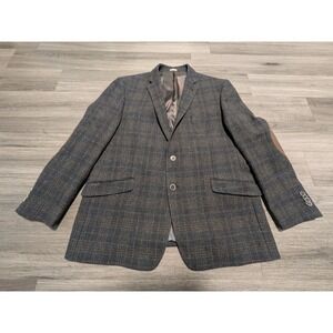 Joseph Abboud Men's Multicolor Plaid Wool Elbow Patch Slim Fit Blazer Size 48R